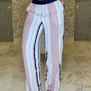 Express Red/White/Blue Striped Wide Leg Pants